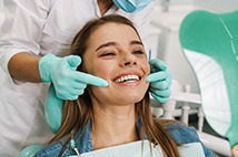 Woman smiling at the dentist